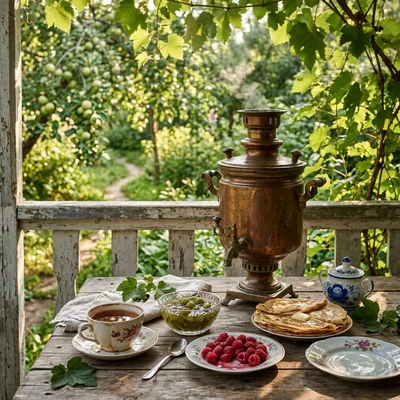 Чай с вареньем дачная веранда